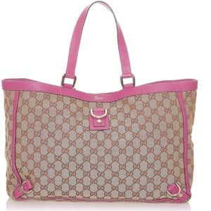 Gucci Abbey D-Ring Tote Hot Pink and Beige